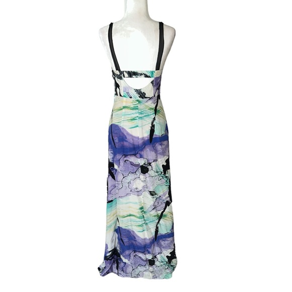 Leifsdottir Anthropologie Silk Lake Reflection Lavender Black Flowy Maxi Dress 4 - Picture 7 of 13